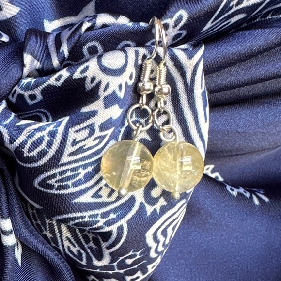 Citrine spheres dangle drops 925 sterling earrings/manifesting prosperity - Picture 8 of 8